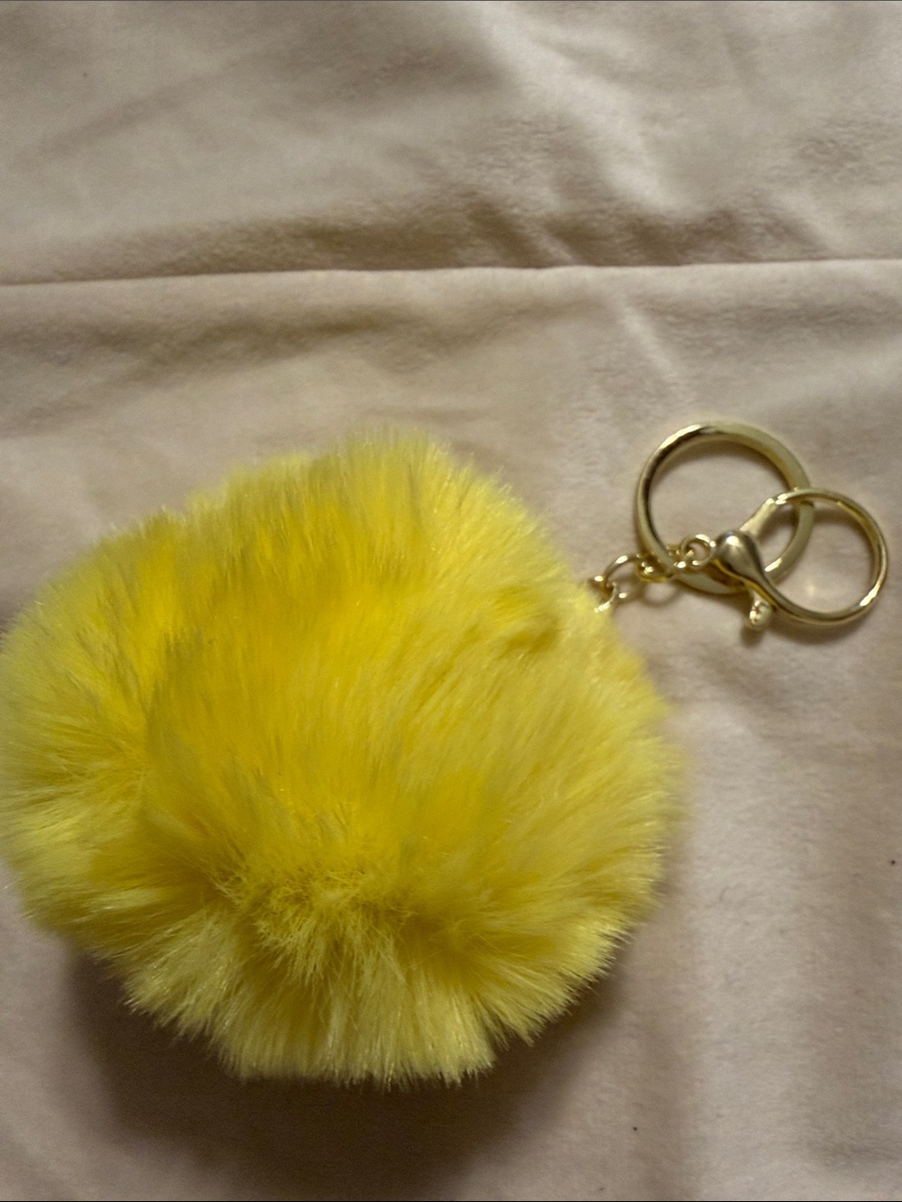 Yellow Faux Fur Pom Pom Keychain